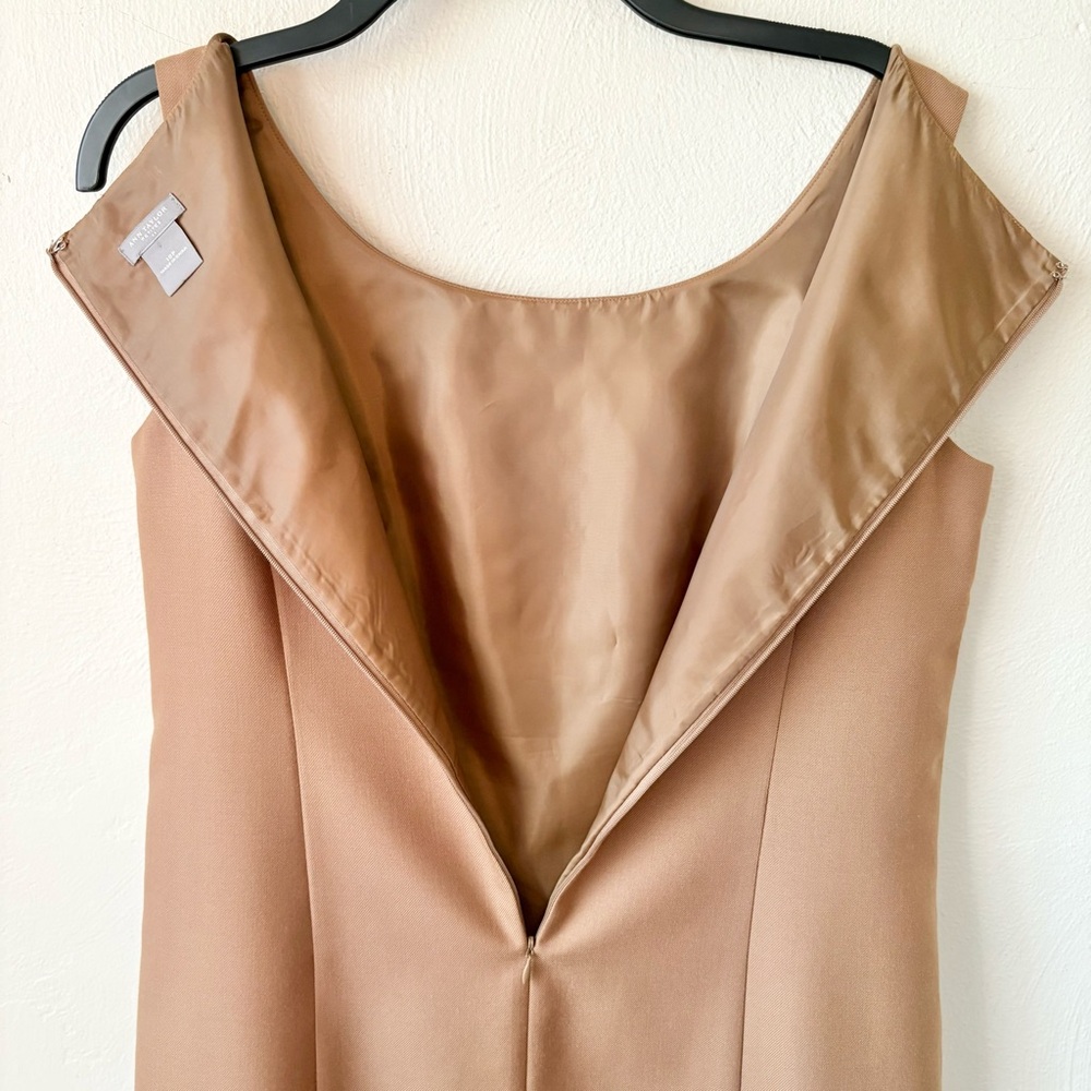 Ann Taylor Camel Brown Pleated Skirt Sleeveless Knee Length Dress - Picture 7 of 7